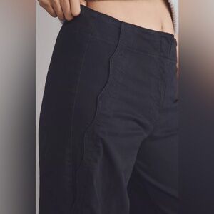 NWT Size 26 - Anthropologie Cotton Scallop Wide-Leg Pants Black (NWT US$148)